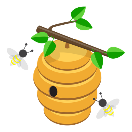 Beekeeping in garden  Illustration