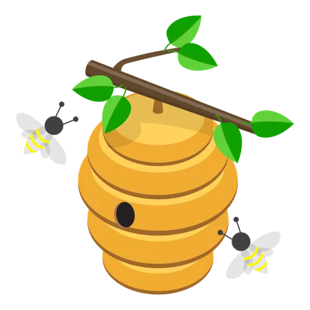 Beekeeping in garden  Illustration