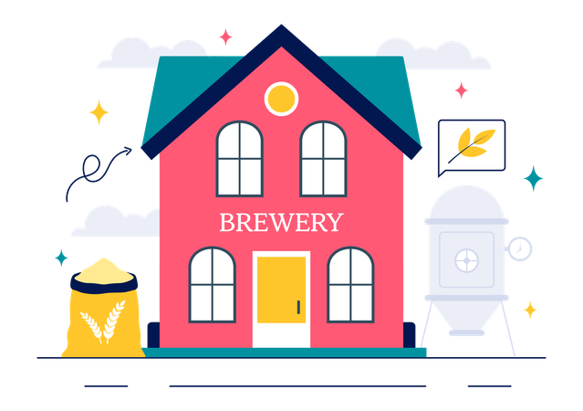 Beer Brewing Process house  Illustration
