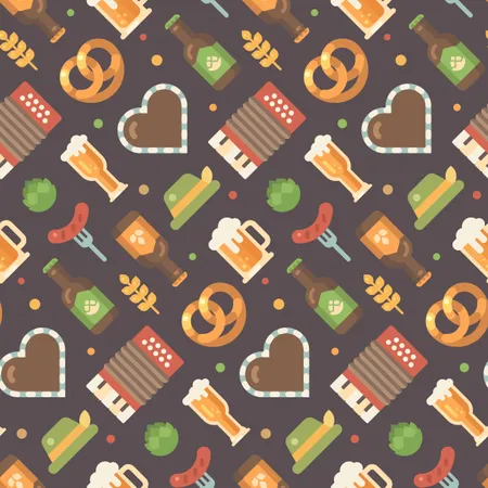 Beer festival pattern on dark background Illustration
