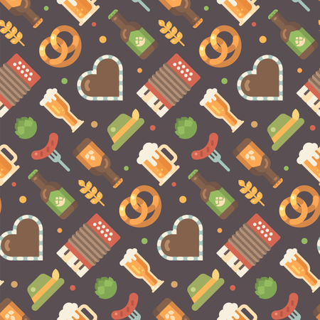 Beer festival pattern on dark background  Illustration