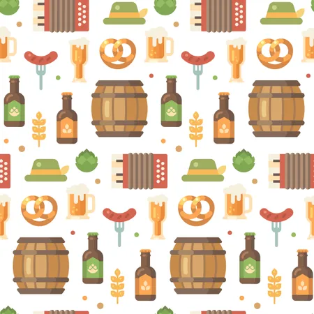 Beer festival pattern on white background Illustration