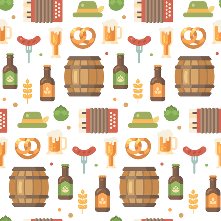 Beer festival pattern on white background  Illustration