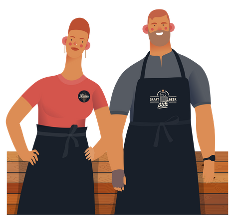 Beer Shop Owners  Illustration