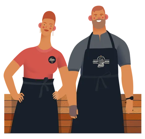 Beer Shop Owners  Illustration