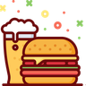 free beer with burger illustrations