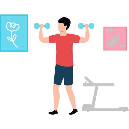 Beginner exercising with dumbbells  Illustration