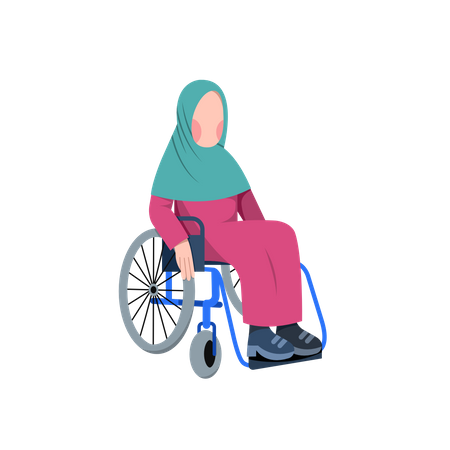 Behinderte muslimische Frau im Rollstuhl  Illustration