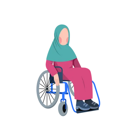 Behinderte muslimische Frau im Rollstuhl  Illustration