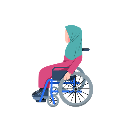 Behinderte muslimische Frau im Rollstuhl  Illustration