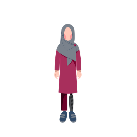 Behinderte muslimische Frau mit Beinprothese  Illustration