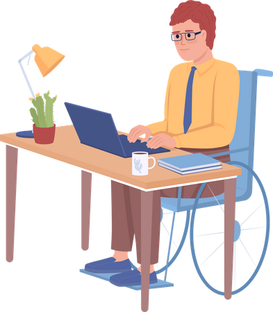Behinderter Mensch am Arbeitsplatz  Illustration
