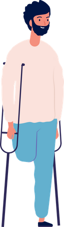 Behinderter Junge mit Stöcken  Illustration