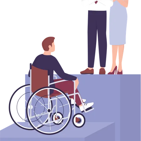 Behinderter Mann wird diskriminiert  Illustration