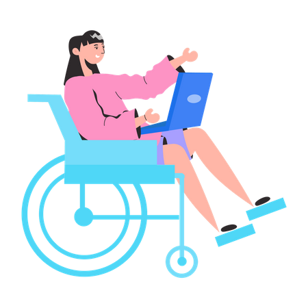 Behinderter Mitarbeiter arbeitet am Laptop  Illustration