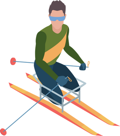 Skifahrer mit Behinderung  Illustration