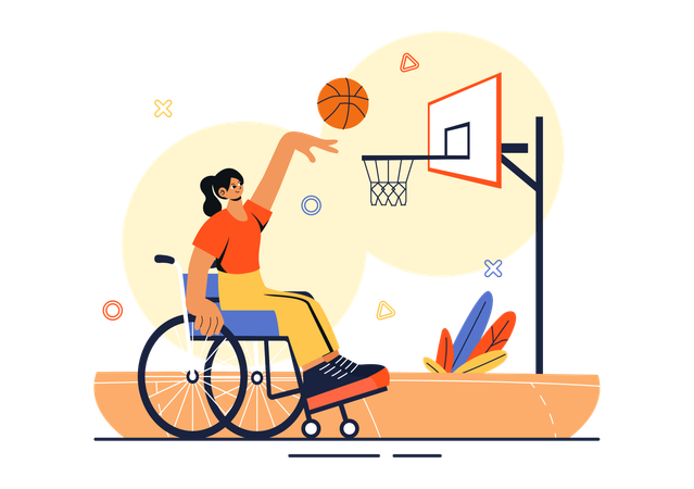 Behinderter Spieler beim Basketball  Illustration