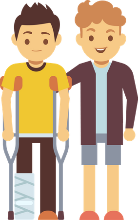 Behindertes Kind mit Freunden  Illustration