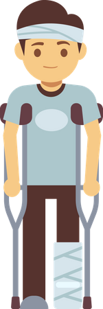 Behindertes Kind mit Krücken  Illustration