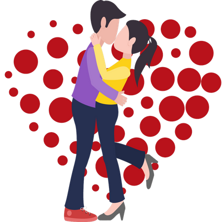 Menino e menina se beijando  Ilustração