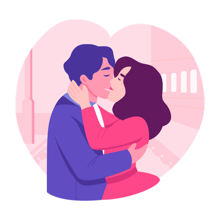 Beijo romântico  Ilustração