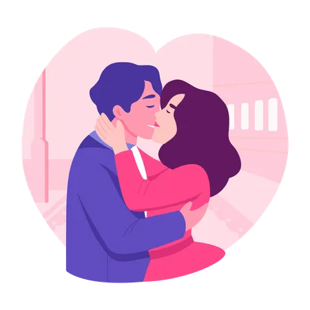 Beijo romântico  Ilustração