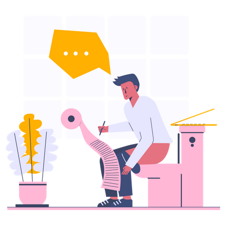 Beim Toilettengang über neue Ideen nachdenken  Illustration