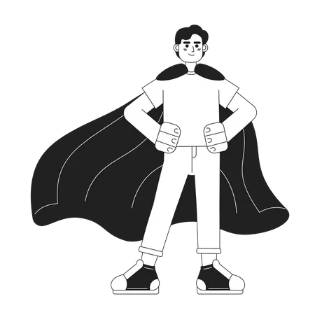 Believe In Yourself Monochrome Concept Vector Spot Illustration Self Motivated Man Wearing Superhero Cape 2 D Flat Bw Cartoon Character For Web UI Design Isolated Editable Hand Drawn Hero Image Illustration