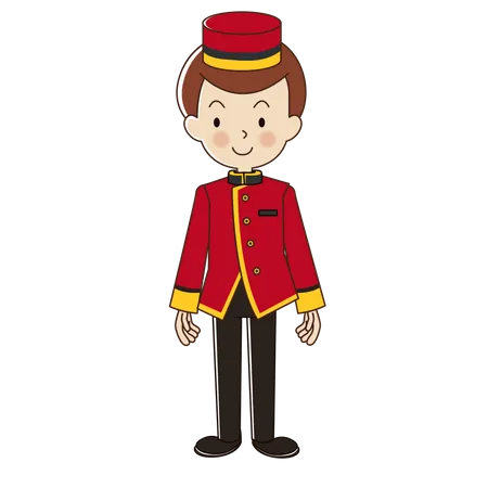 Bellboy in red suite uniform  Illustration