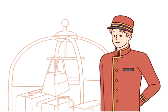 Bellboy works at hotel  Illustration