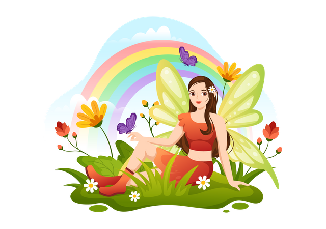 Belle fée de bande dessinée  Illustration