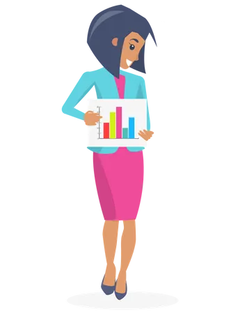 Belle femme d'affaires avec rapport d'activité  Illustration