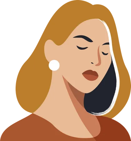 Portrait de visage de belle femme  Illustration