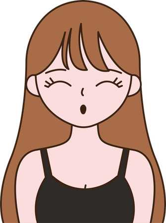 Personnage de belle fille brune aux cheveux longs avec une expression souriante  Illustration