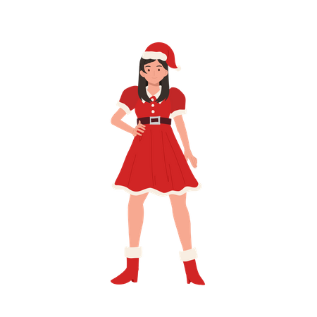 Belle fille en tenue de père Noël  Illustration