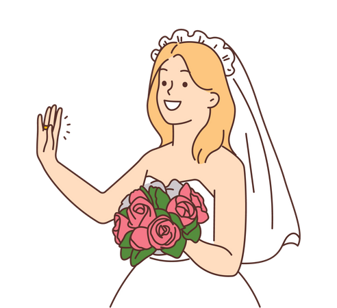 Belle mariée avec des fleurs  Illustration