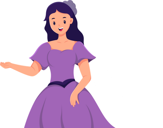 Belle mariée en robe violette  Illustration