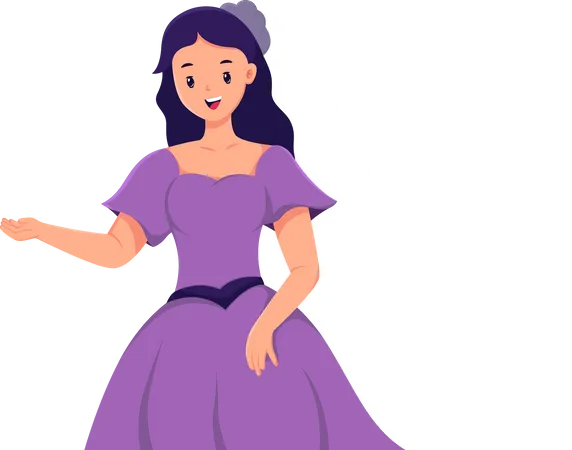 Belle mariée en robe violette  Illustration