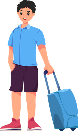 Beau touriste transportant une valise  Illustration