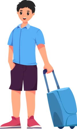 Beau touriste transportant une valise  Illustration