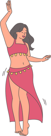 Belly dancer showing belly moves  Illustration