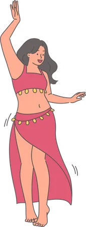 Belly dancer showing belly moves  Illustration