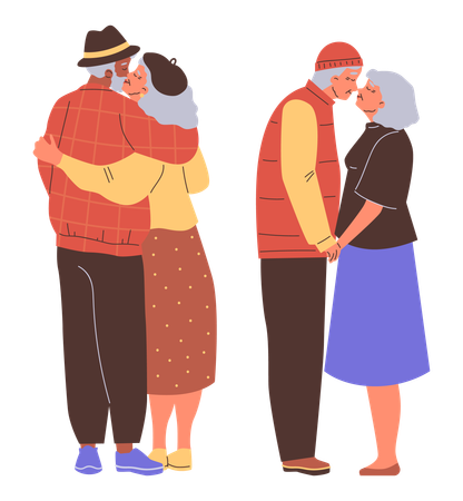 Beloved elderly couple spending time together  Illustration