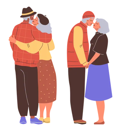 Beloved elderly couple spending time together  Illustration