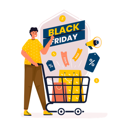 Bem-vindo à promoção de compras da Black Friday  Ilustração