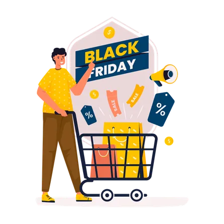 Bem-vindo à promoção de compras da Black Friday  Ilustração