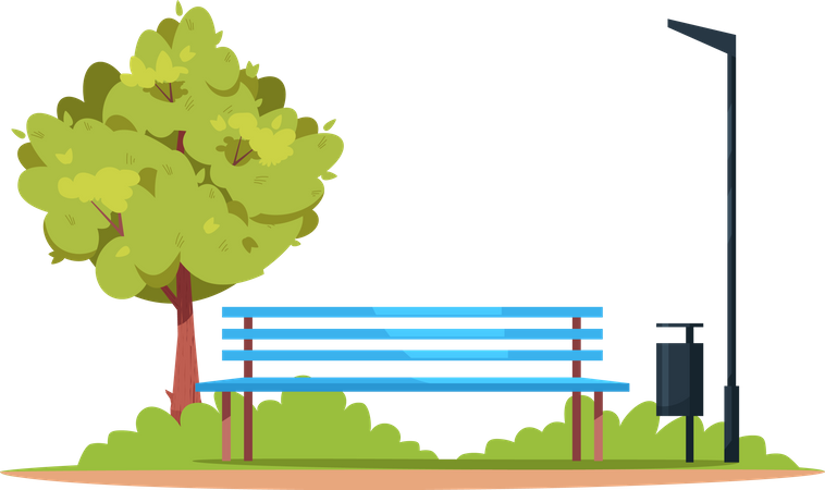 Bench in a park  Illustration