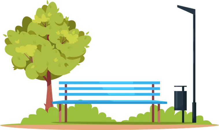 Bench in a park  Illustration