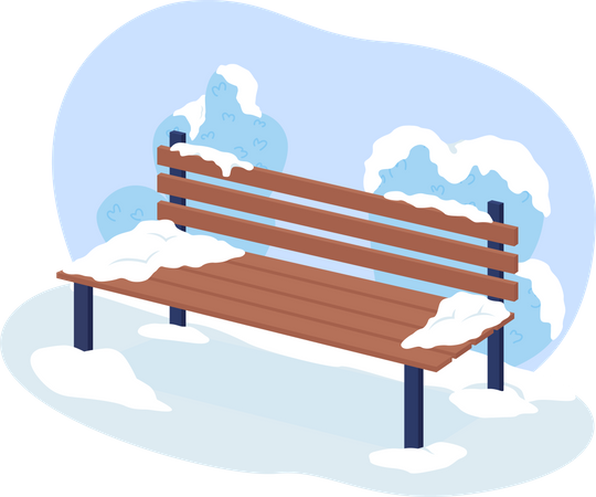 Bench in winter park Illustration