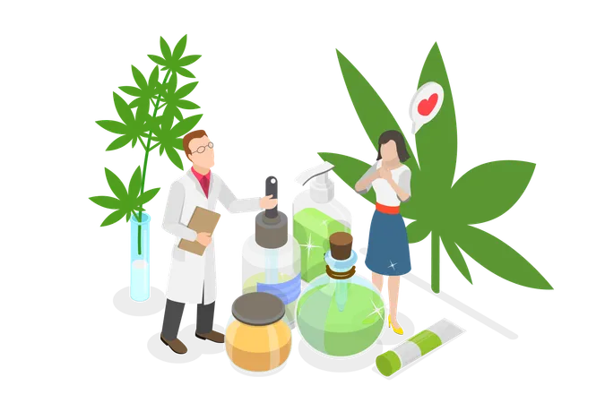 Benefício da Cannabis e do óleo CND  Ilustração